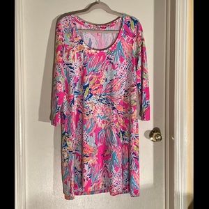 Devon A-Line Lily Pulitzer Dress Tiki Pink Sunken Treasure